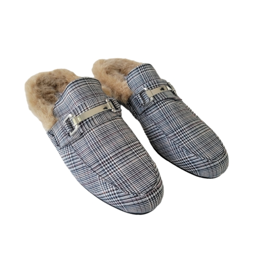 Steve Madden flats faux fur lined NWOB size 8 M plaid‎